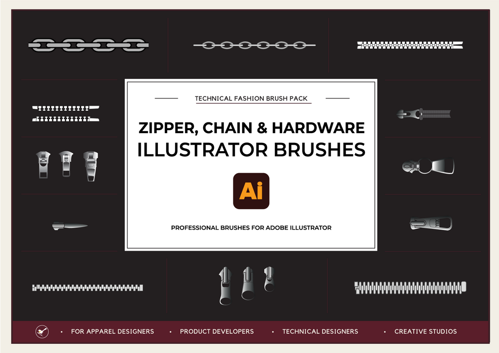 Zipper, Chain and Hardware Illustrator Brushes