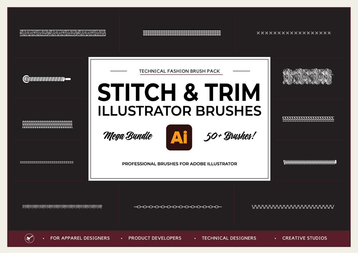 Technical Fashion Brush Bundle – 51 Illustrator Brushes