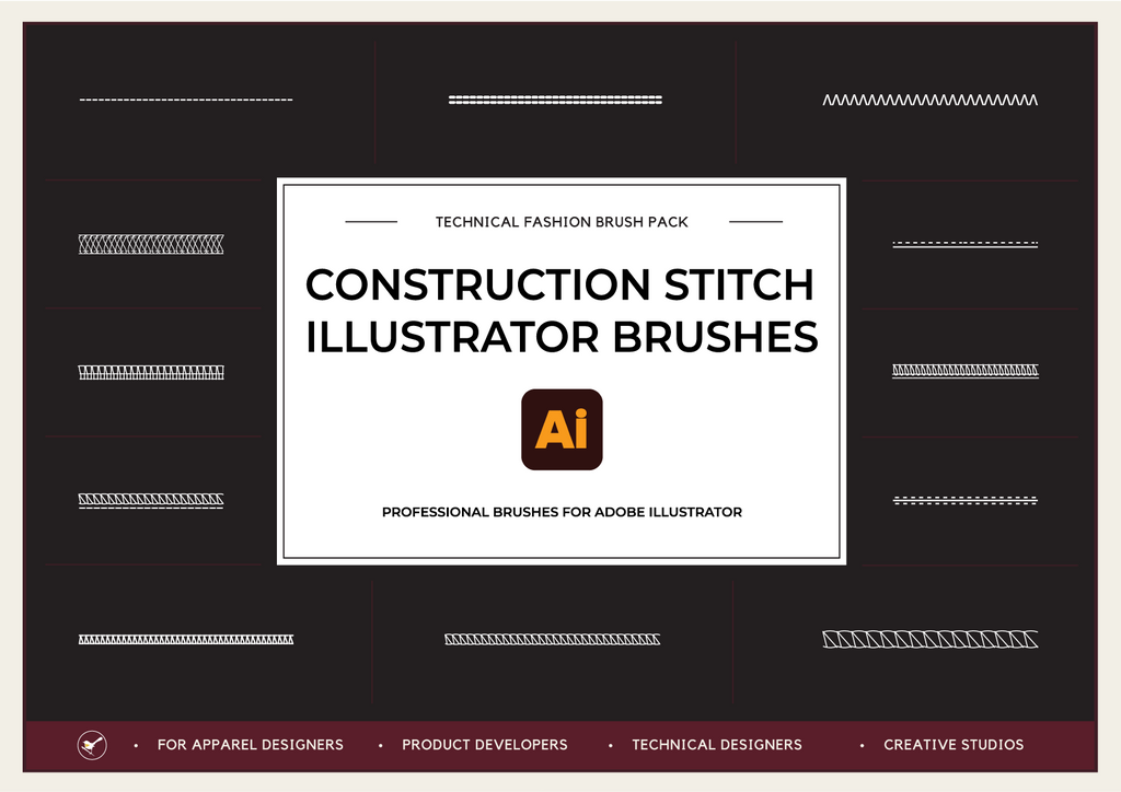 Construction Stitch Illustrator Brushes – 14 Brush Pack