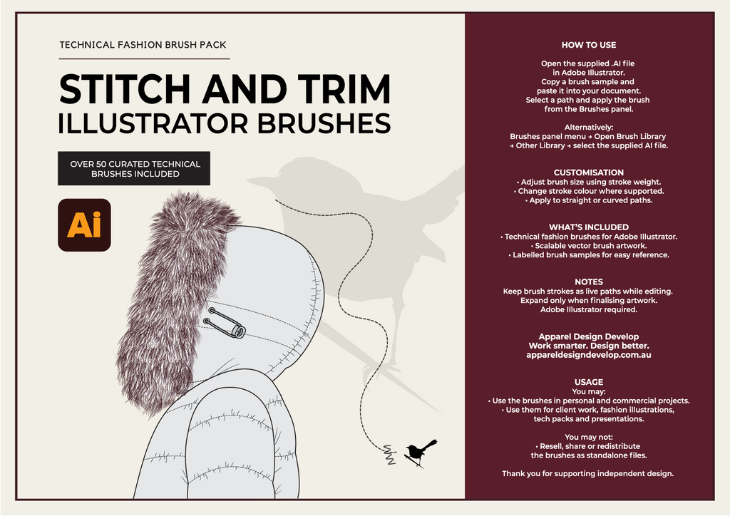 Technical Fashion Brush Bundle – 51 Illustrator Brushes