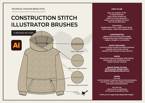 Construction Stitch Illustrator Brushes – 14 Brush Pack