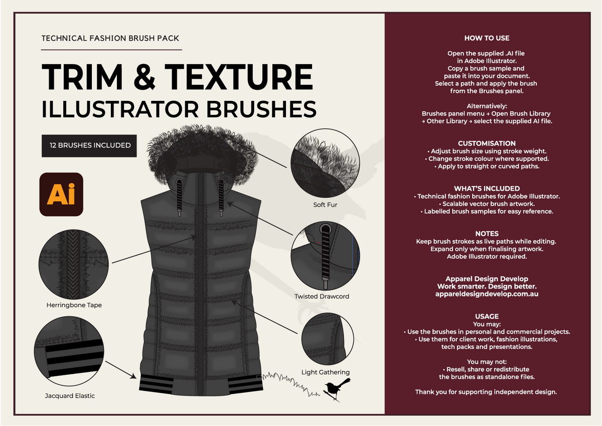 Trim and Texture Illustrator Brushes