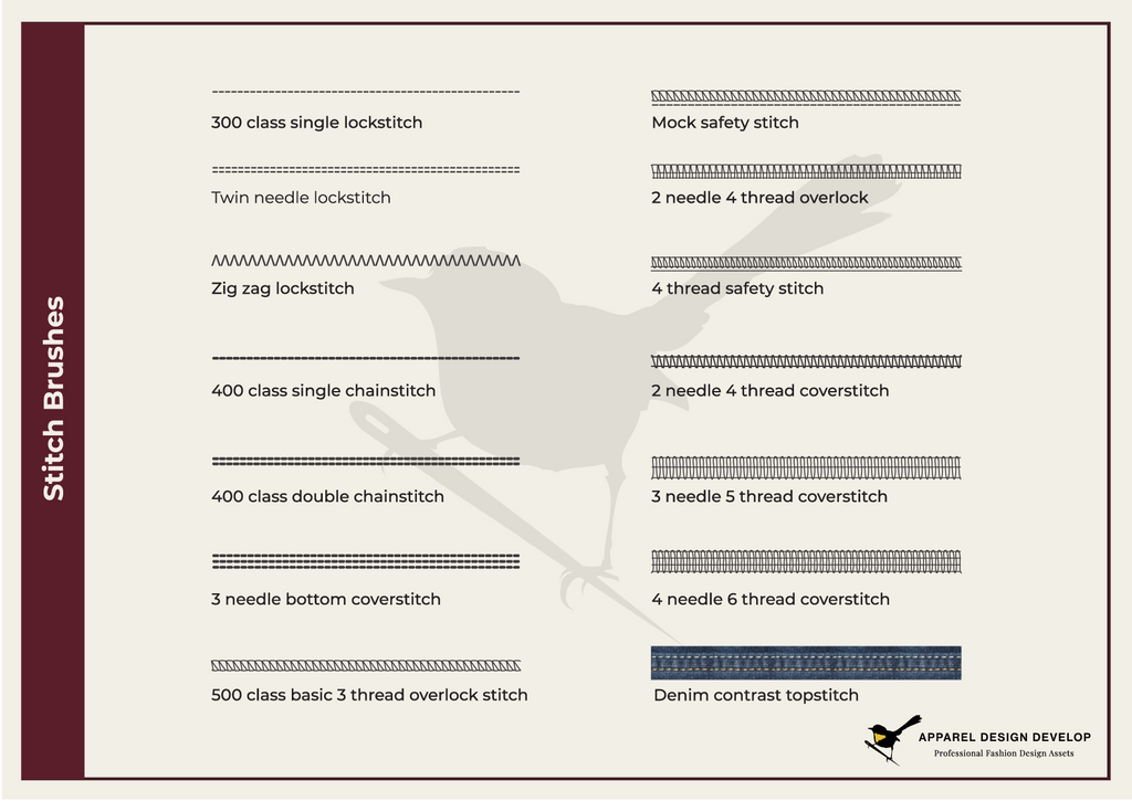 Construction Stitch Illustrator Brushes – 14 Brush Pack
