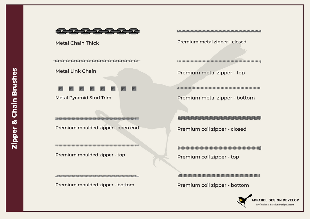 Zipper, Chain and Hardware Illustrator Brushes